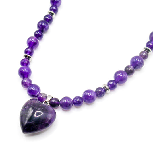 Heart Amethyst Choker Necklace