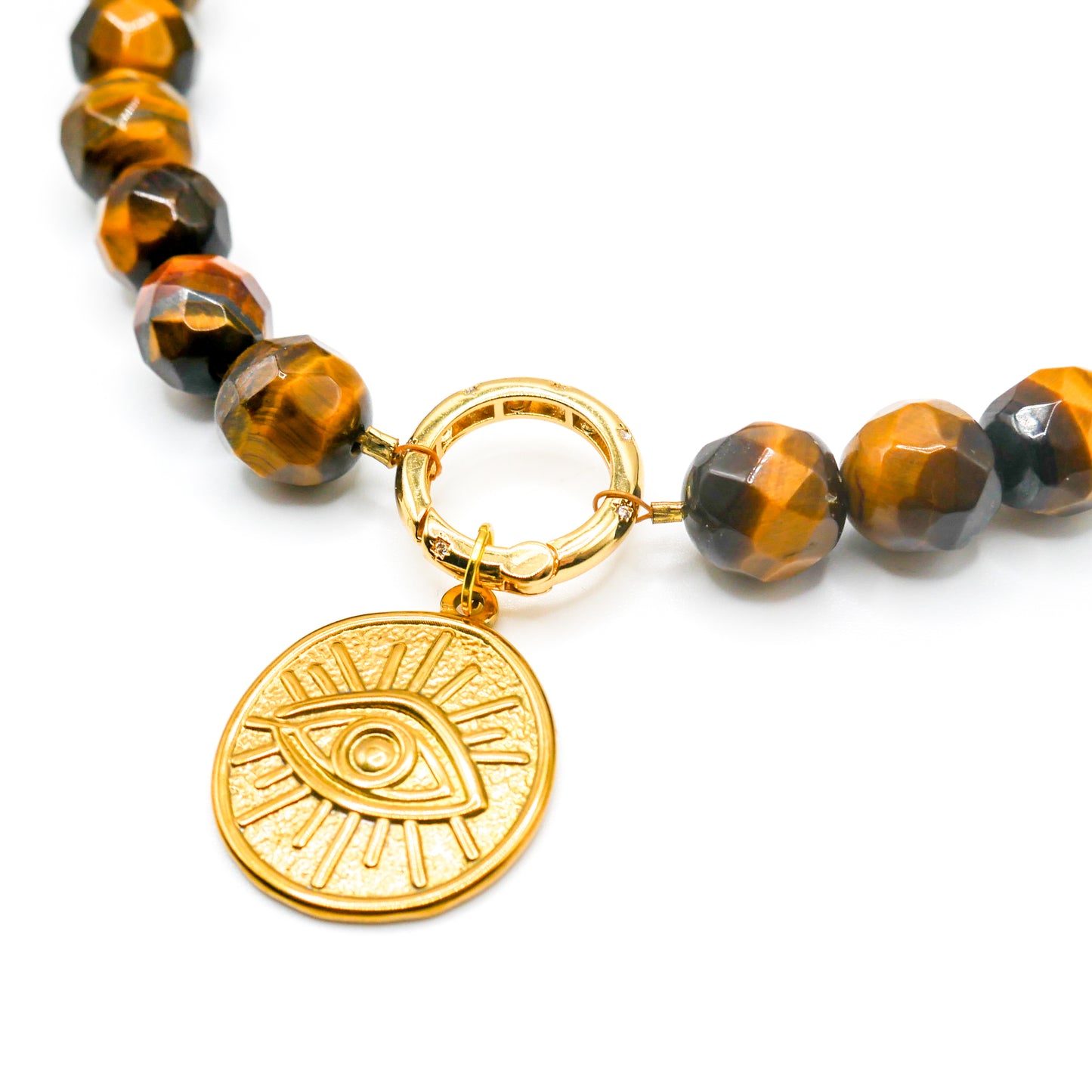 Evil Eye Chunky Tiger's Eye Choker Necklace