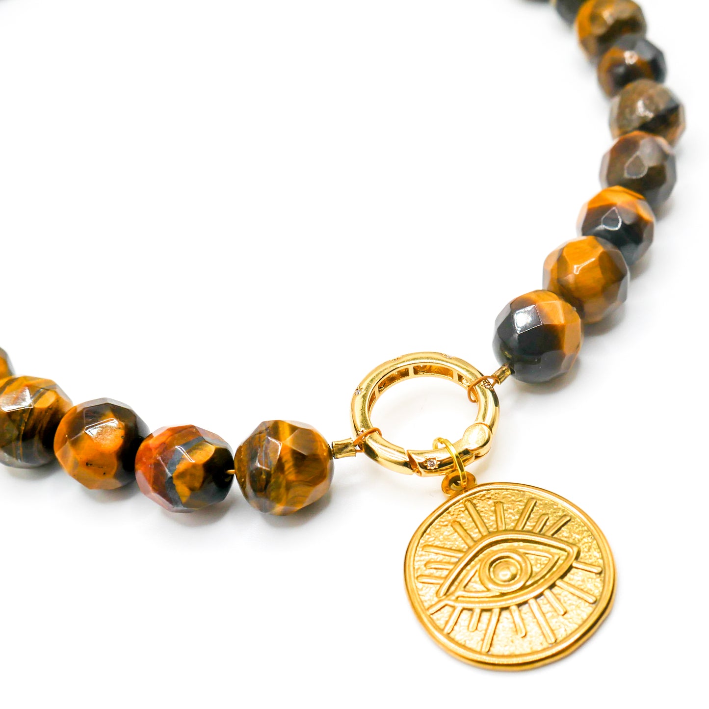 Evil Eye Chunky Tiger's Eye Choker Necklace