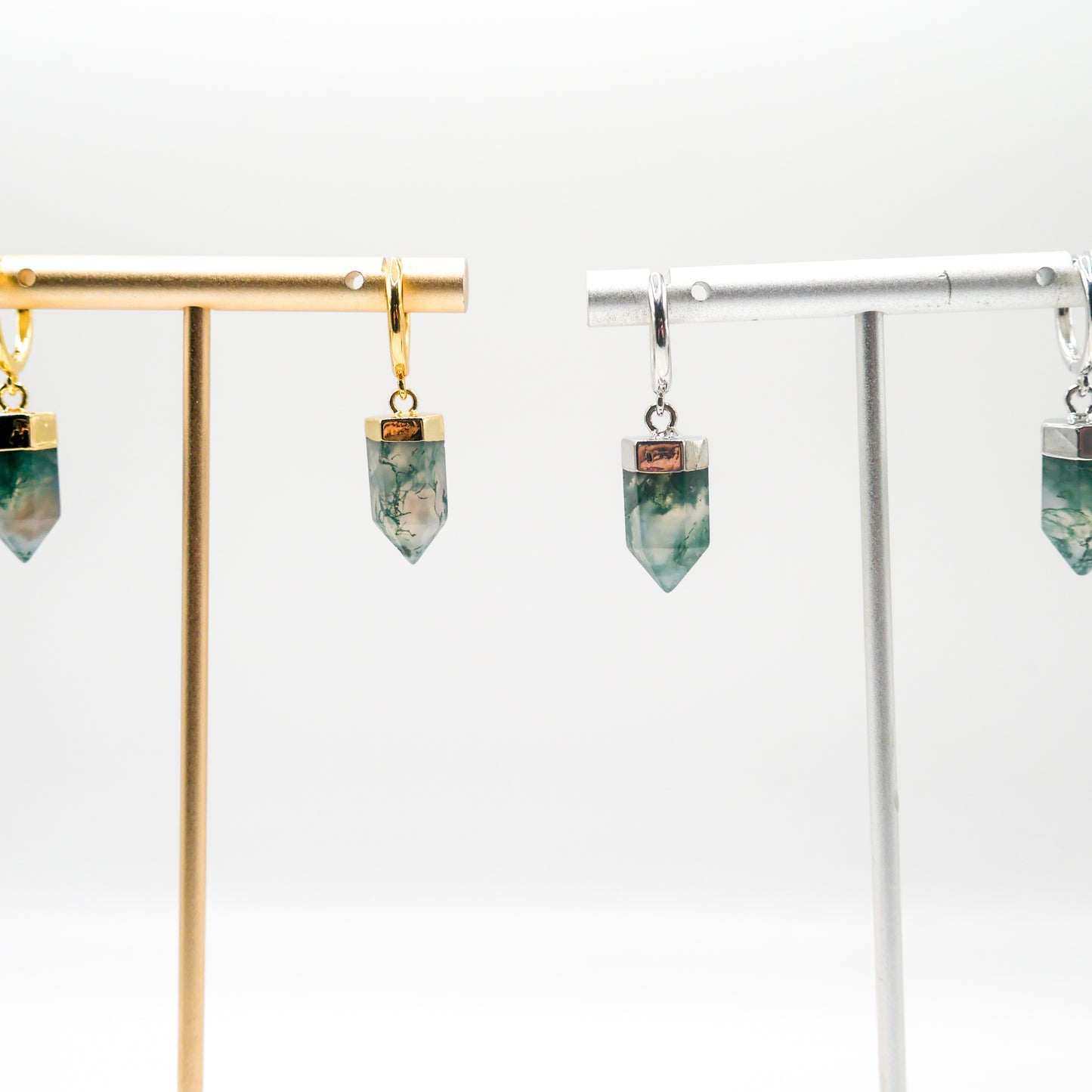 Flourish Moss Agate Huggy Hoops