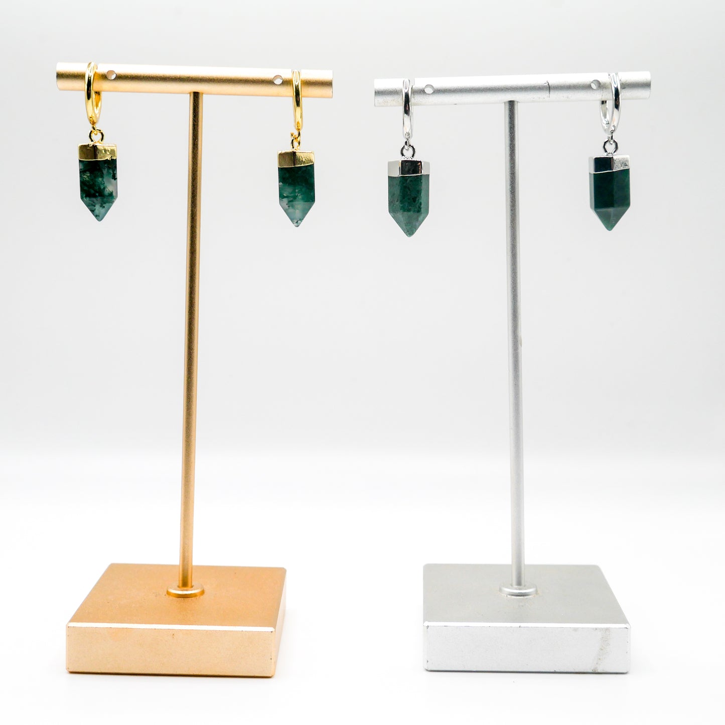 Flourish Moss Agate Huggy Hoops