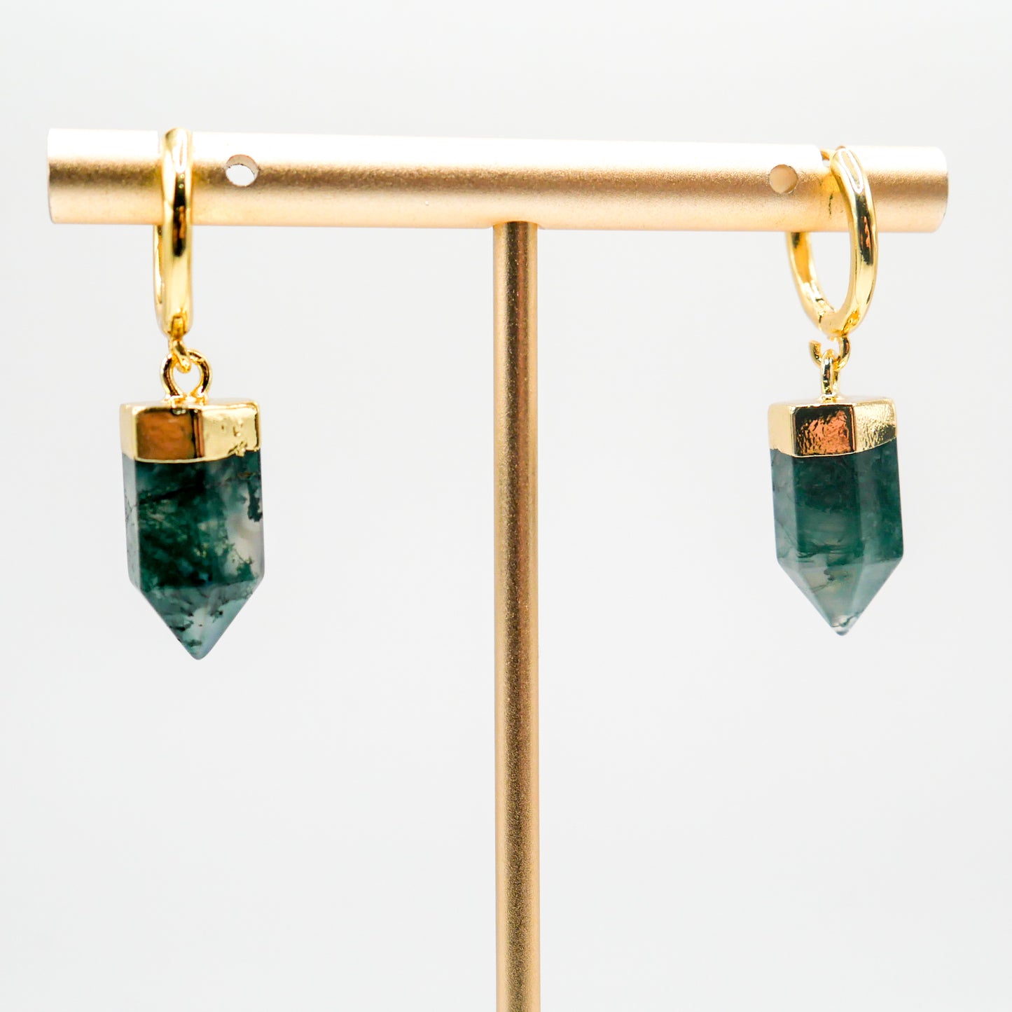 Flourish Moss Agate Huggy Hoops