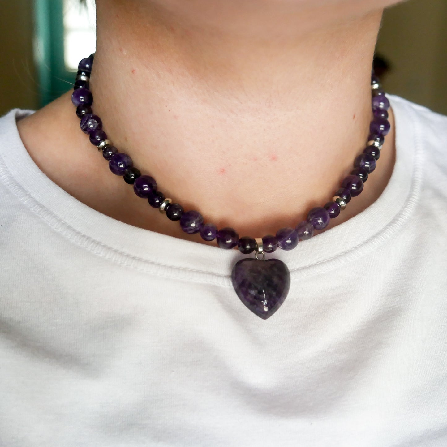 Heart Amethyst Choker Necklace