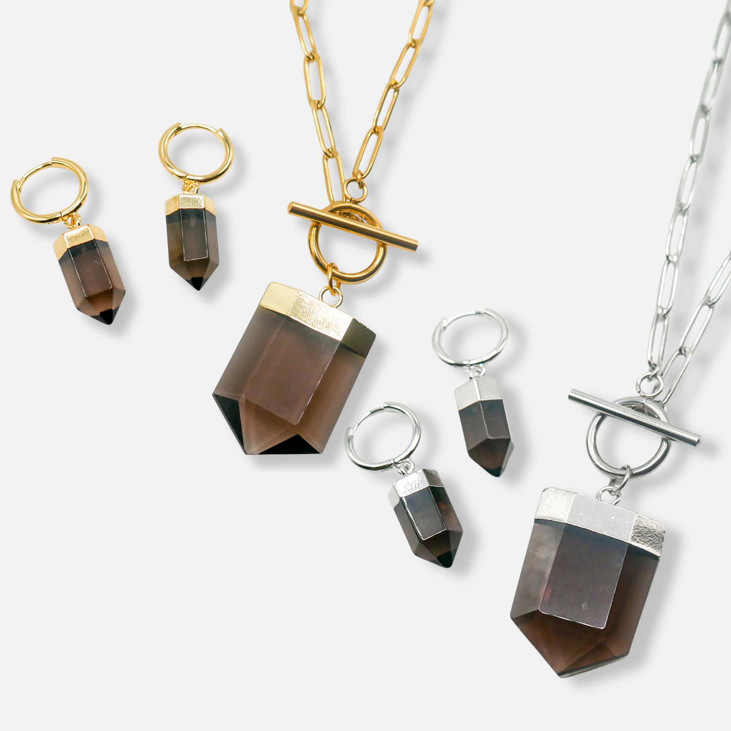 Grounding Smoky Quartz Necklace and Earring Bundle