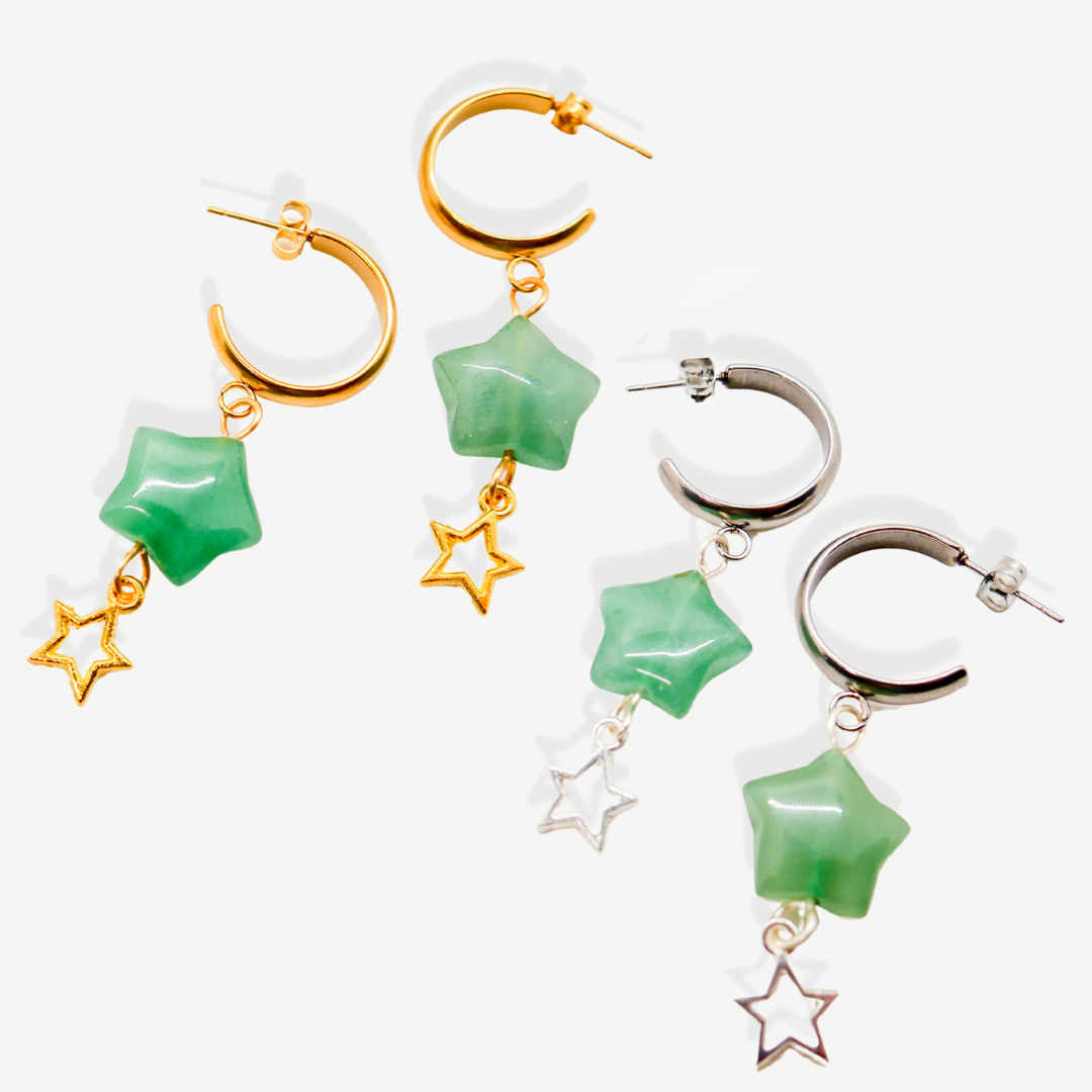 Green Aventurine Star Earrings